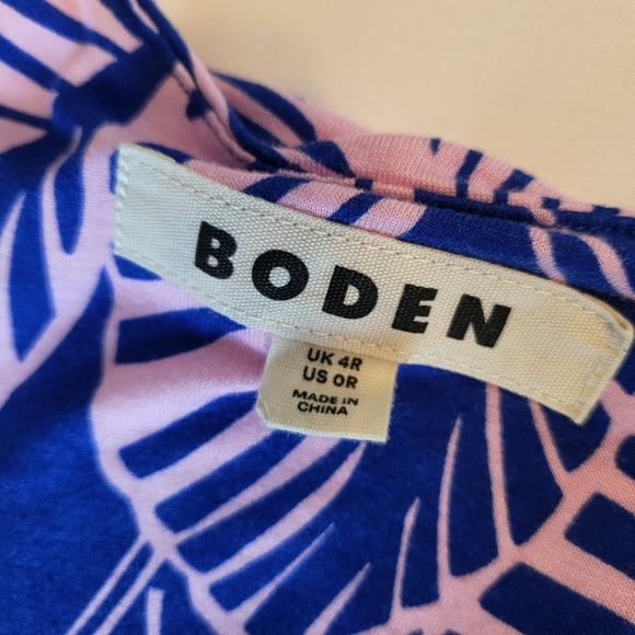 Boden Sylvia Jersey Maxi Tiered Dress Calathea Leaf Pink Blue US 0 - Picture 3 of 6